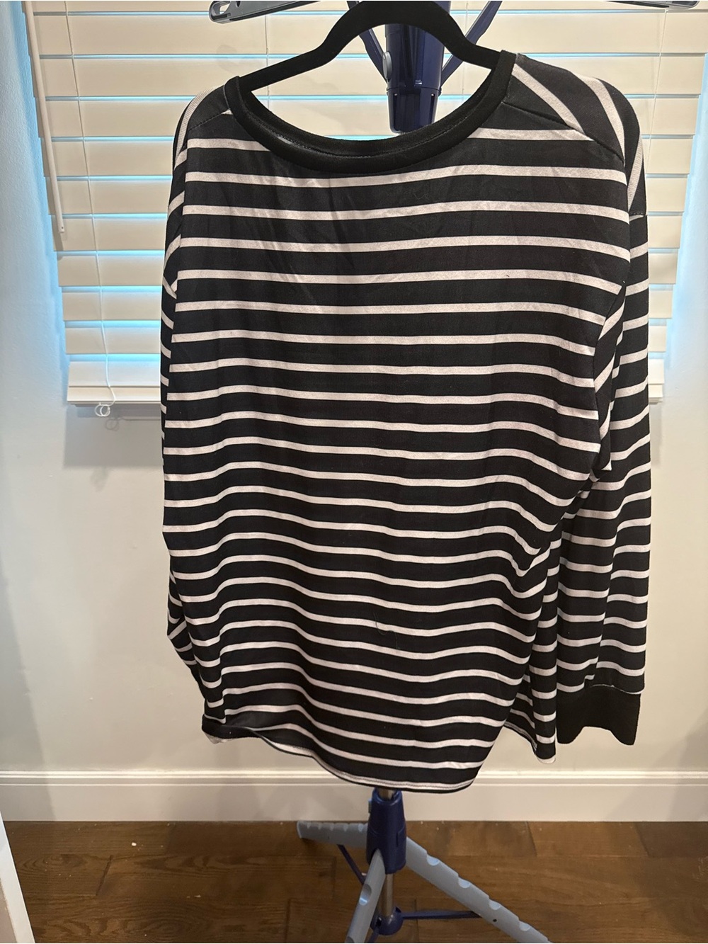 Classic Black and White Striped Women’s Long-Sleeve Top
